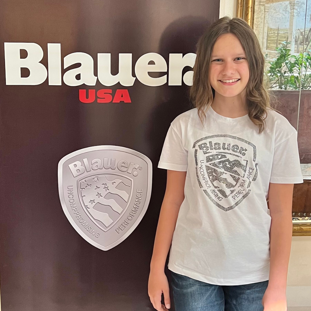 Isabella, the new brand ambassador for Blauer Junior.